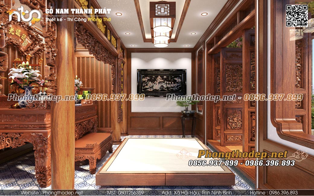 Tranh gỗ đẹp treo trang trí trong phòng thờ truyền thống